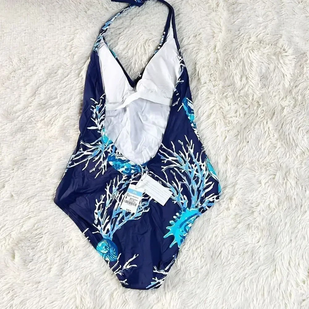 J . McLaughlin Miki One Piece Halter Swimsuit NWT Size 8